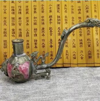 Livre Requintado Velho Chinês De Antiguidades Artesanal Jade Cobre Fumar Cachimbo