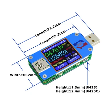 Display LCD USB Tester QC 2.0-Tipo C LCD Voltímetro amperímetro tensão de corrente do medidor de carga da bateria medir a resistência do cabo