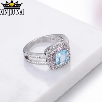925 anillos prata de Moda Diariamente anel Azul AAAAA Zircão Cz Aniversário de Casamento, Anéis de viton para mulheres, homens/mulheres Dedo Jóias