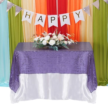 Paetês lavanda Toalha de mesa Glitter Retangular toalha de Mesa para Festa de Casamento de Natal Decorações Brilhante Tampa de Tabela