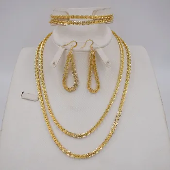 Alta Qualidade Ltaly Ouro 750 cor da Jóia Para a Mulher africana esferas jewlery colar de moda conjunto de brinco jóias