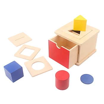 Montessori Imbucare Caixa com tampas Intercambiáveis Brinquedos 4 Em 1 de Madeira de Formas Geométricas Correspondentes Caixa de Desenvolvimento de jogos, Brinquedos de Presente