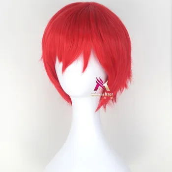 Anime japonês de Assassinato em sala de Aula Karma Akabane Akashi Seijuro / Sasori Curta Chama Vermelha Peruca de Cosplay do Traje +tampa de peruca