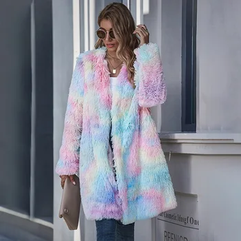 Mulheres Inverno Jacetks Longos Casacos de Pelúcia Outwears Moda 2020 Impressão Blusão Solta Feminino Casual Casaco Quente Womenswears LL086
