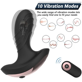 Controle remoto do sexo Masculino Massageador de Próstata Anal, Vibrador de Silicone 10 Velocidades Vibrador Plug anal Brinquedos Sexuais para os Homens Masturbador Para Adultos