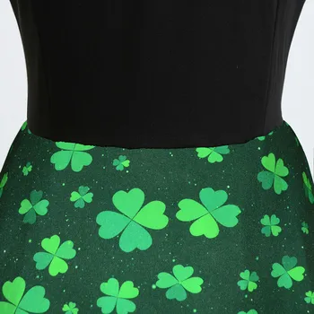 Dia de são Patrício Vestido das Mulheres de Saint Patrick Desfiles Shamrock Irish Retro Vestido de Trevo de Quatro Folhas Sorte de Festa de Impressão Swing Vestido 0