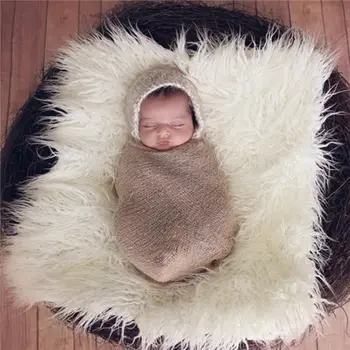60*50cm Falso Encaracolado Cobertor do Bebê Fotografia Adereços Panos de Recém-nascidos de Pêlo Macio Cobertor, Almofada de Cama de Colcha de Adereços Foto 1PC