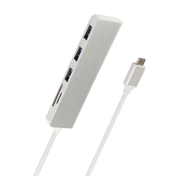 5-em-1-Tipo C HUB Aluminiu Liga USB-C Adaptador de Porta USB 3.0 SD/TF Leitor de Cartão Para o Huawei MediaPad M5 Lite 10 10.1 Caso Tablet PC