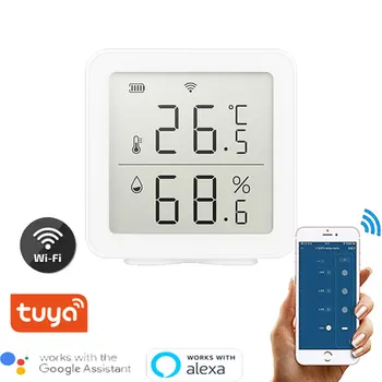 Tuya WIFI, Sensor de Temperatura E Umidade Casa Inteligente Interior Intelligent Sensor do Termômetro Medidor de Umidade de Trabalho Com Alexa
