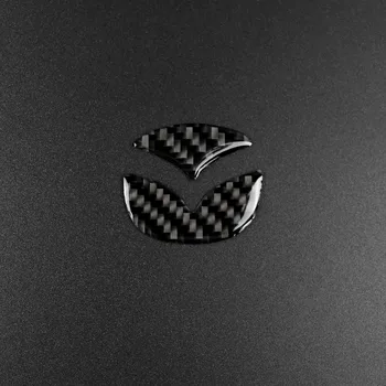 De Fibra de carbono, Carro Volante Ring Tampa do Logotipo Adesivos Decorativos Interiores de Estilo para Mazda Axela ATENZA CX-5 CX-4 2017 2018