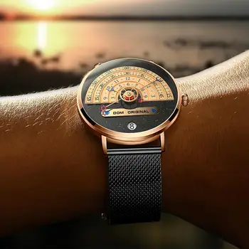 Moda Mens Relógios de Marca de Topo DOM de Luxo Quartzo Relógio Homens Casual de Aço Impermeável Relógio do Esporte Relógio Masculino