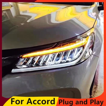 KOWELL estilo carro para Honda Accord 10 Faróis de 2016 2017 Alta do DIODO emissor de Feixe do DIODO emissor de luz Baixa raio de luz Amarela Girando Sinal LED