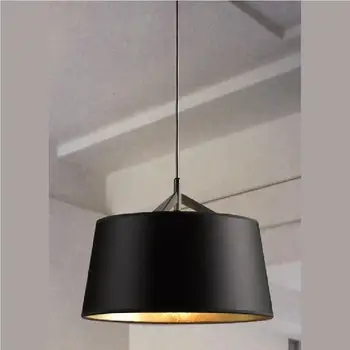 Europeu moderno e Simples de ouro preto, em tecido de PVC sombra luzes Pingente lâmpada para o Hotel, Sala de estar, Restaurante, sala de jantar, cozinha café