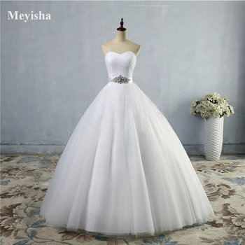 ZJ9056 Sexy de Alta Qualidade Lace A Linha Elegante Branco Marfim Vintage Faixa Frisada sem encosto do Vestido de Casamento De 2017 Vestidos de Noiva