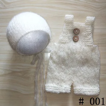 Artesanato Bebê mão de Malha de Mohair Bonnet & calças no Presente do Chuveiro de Bebê Fotografia Adereços