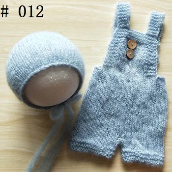 Artesanato Bebê mão de Malha de Mohair Bonnet & calças no Presente do Chuveiro de Bebê Fotografia Adereços