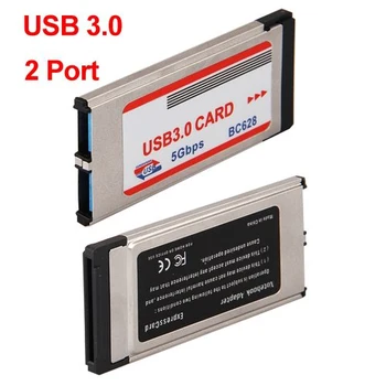 PROMOÇÃO! 2 Porta USB 3.0 Express Card Adaptador Hub Cardbus para o Portátil