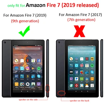 Caso a Amazon Fogo Novo 7 2019 Print PU Couro Stand Tablet Capa Para Kindle Fire7 9 de geração de 2019 Caso