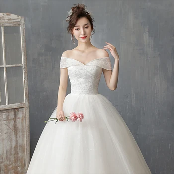 Lantejoulas Barco pescoço para Fora do Ombro do Vestido de Casamento de 2020 Novo estilo de Vestido De Noiva Para o Casamento Robe De Mariage Vestido de Noiva