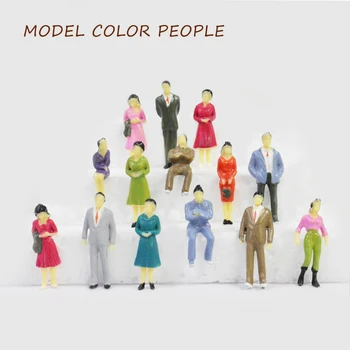 Miniatura de Pessoas Pintadas Figuras 1:50 Brinquedos Trem Layout Plástico ABS Diorama Areia Tabela de Arquitectura de Cena Coleção