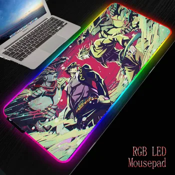 Mairuige Jojo Bizarre LED RGB Grande Mouse Pad USB com Fios de Iluminação de Jogos de tapete de rato Teclado Colorido Luminoso para PC Ratos Mat