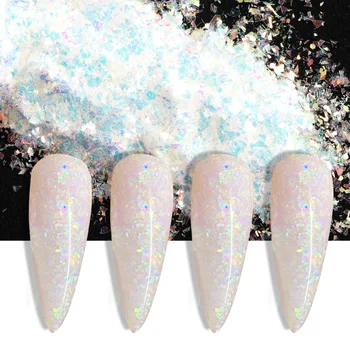 3Pcs Holográficos, Glitter Para Unhas Brilhante Iridescente Glitter Flocos de neve em Pó Lantejoulas, Paetês da Arte do Prego Decorações de Ferramentas de Manicure