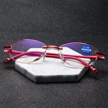 +1.0+1.5 +4.0 sem aro Anti-Blu-ray Roxo Lente Mulheres de Óculos de Leitura Anti-fadiga lupas Hipermetropia Óculos
