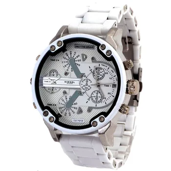Relógio + Pulseira de Conjunto de Homens a Grande Dial Vermelho Revestido de Borracha Relógio Relógio de Quartzo + Caixa de 3pcs / Set Homens Relógios de Luxo 2021