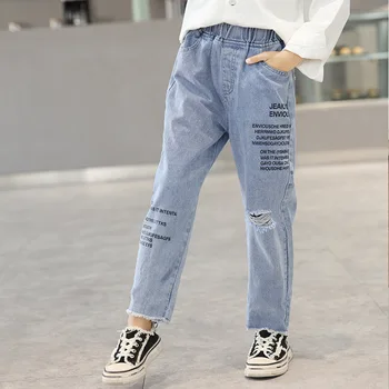 Meninas adolescentes Jeans Moda Buracos Calças de Harém para Adolescentes de 8 a 10 de 12 anos de 2020 Nova Primavera, Outono Filhos Roupa