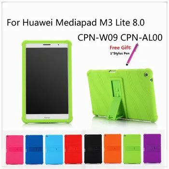 Caso Para Huawei Mediapad M3 Lite 8.0 CPN-W09 CPN-AL00 8.0 polegadas Tablet Moda do Silicone suporte para Tablet Capa + Caneta Stylus