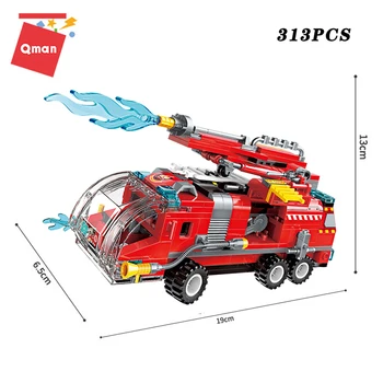 Qman 313PCS Cidade Caminhão de bombeiros Blocos de Construção de Brinquedos Para Meninos de Tijolo 8in1 Construção de Bombeiro Veículo de Resgate Buy one get one