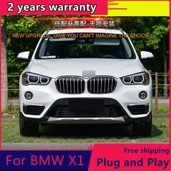KOWELL Estilo Carro de LED Lâmpada de Cabeça para BMW X1 faróis de 2016 para X1 LED ângulo de olhos drl hid H7 Bi-Xenon Lente de feixe baixo