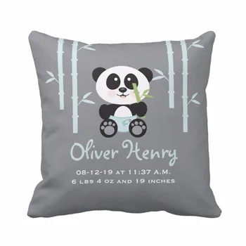Personalizado Do Bebê Nascimento Estatísticas Bonito Bambu Panda Jogar Travesseiro Capa De Almofadas Decorativas Caso Do Algodão Do Poliéster Do Bebê Do Berçário Capas De Almofada