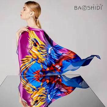 [BAOSHIDI] Seda, marca de Luxo da dupla camada mulheres lenço de 2017 moda verão Triângulo xale mulher mais Recente projeto pashimina senhora