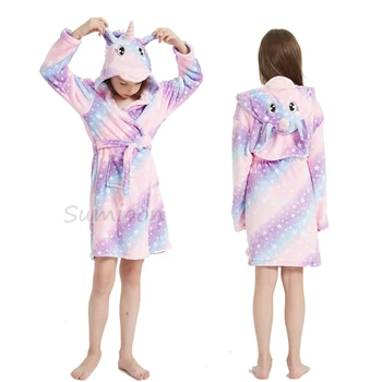 Kigurumi Unicórnio Roupões De Banho Para Crianças As Crianças Do Arco-Íris Fox Com Capuz Roupão De Banho Animal De Meninos Meninas Rapazes Raparigas Pijama Camisola Crianças Pijamas