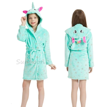 Kigurumi Unicórnio Roupões De Banho Para Crianças As Crianças Do Arco-Íris Fox Com Capuz Roupão De Banho Animal De Meninos Meninas Rapazes Raparigas Pijama Camisola Crianças Pijamas