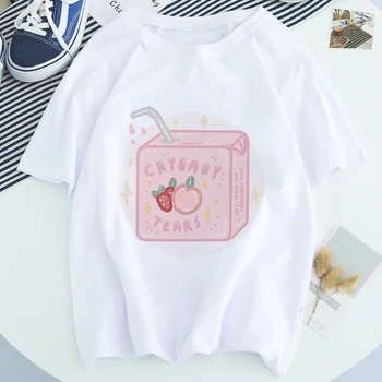Crybaby Lágrimas Japão Beber T-shirt das Mulheres 2020 Nova Moda de Verão de Streetwear Tshirt Harajuku Estética Cumes Brancos do sexo Feminino T-Shirt