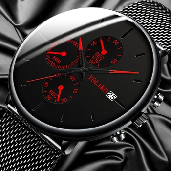 Moda dos homens Relógio de Aço Inoxidável com esteira de Malha de Calendário de Quartzo Relógios do Esporte Business Casual para Ver o Homem Relógio Montre Homme