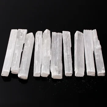 10pcs Branco Natural Selenita Cristal Vara Fichas de Gesso, Quartzo Áspero Minerais Amostra Ponto Cura de Pedra