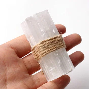 10pcs Branco Natural Selenita Cristal Vara Fichas de Gesso, Quartzo Áspero Minerais Amostra Ponto Cura de Pedra