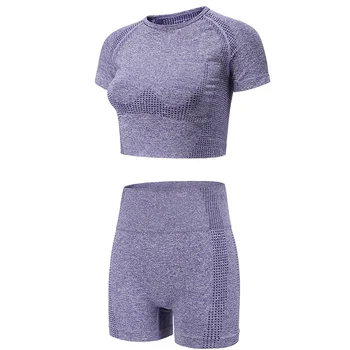 Mulher Perfeita terno Esporte Curto com T-shirt de Verão conjunto de Yoga Seca Rápido, Shorts Curtos, Calças Mulher treino terno