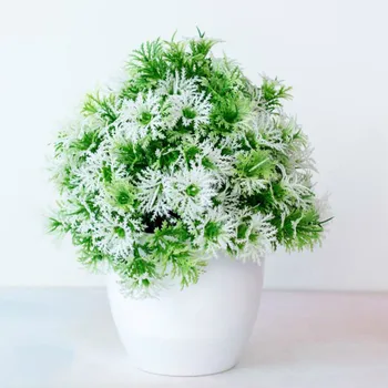 Flores artificiais em vasos de bonsai árvore de pequeno falso planta com pote de flores de plástico, decoração do arranjo floral de trabalho deco
