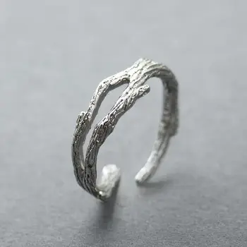 Novo s925 prata original do projeto de neve flor de cerejeira casal de abertura de anel ajustável vento gelado coreano onda de jóias