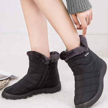 Mulheres Sapatos De Moda Impermeável Botas De Inverno Mulheres Do Sexo Feminino Ankle Boots Para O Inverno Das Mulheres Quente Senhora Ankle Boots Chaussures Femme