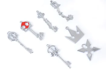 12pcs/set Kingdom Hearts Keyblade de Sora Cosplay Armas Colar de Metal Figura de Brinquedo Pingentes