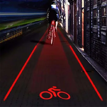 Laser Moto Luz traseira de 2 a Laser+5 LED Traseiro Bicicleta Bicicleta de Cauda Feixe de Luz AAA Segurança Aviso de Lâmpada Vermelha 8.6*3.1*4.9 cm Oct#2