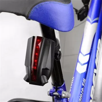 Laser Moto Luz traseira de 2 a Laser+5 LED Traseiro Bicicleta Bicicleta de Cauda Feixe de Luz AAA Segurança Aviso de Lâmpada Vermelha 8.6*3.1*4.9 cm Oct#2