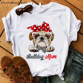BUBBLE GUM novo harajuku Mulheres pug T-Shirt de Bulldog francês bonito imprimir T-Shirt de verão, moda casual Tops linda a vogue o pescoço tops
