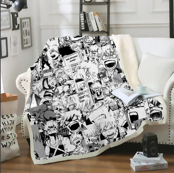 SONSPEE Impressão 3D Anime Todoroki Shouto Bakugo Katsuki Muitas faces Sofá-Cama, Cadeira de Descanso de Cama Cobertor Fino de Decoração de Casa de Abastecimento de B115