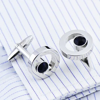 Novidade Liga de Cobre Luxo Azul Abotoaduras para Homens da Marca de Cristal de Alta Qualidade de Punho de Camisa de botões de Punho Mens Presentes